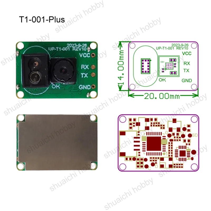 1PC Upixel UP-T1-001-Plus Optical Flow Sensor Ranging Module Horizontal/Vertical Positioning 50Hz 115200 Output for UAV RC Drone