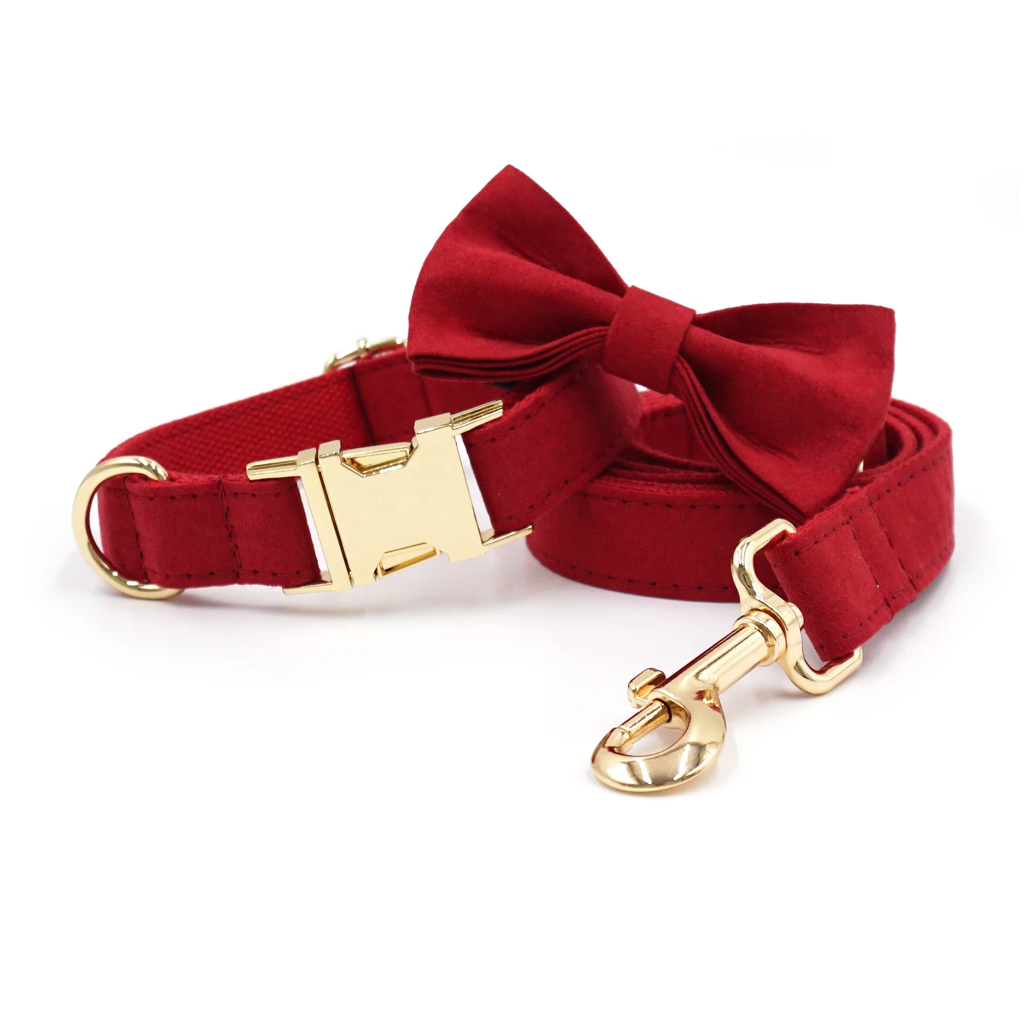 charm necklaces  personalized  buckle cute red chamois leather bow ties for dogs pet leashes