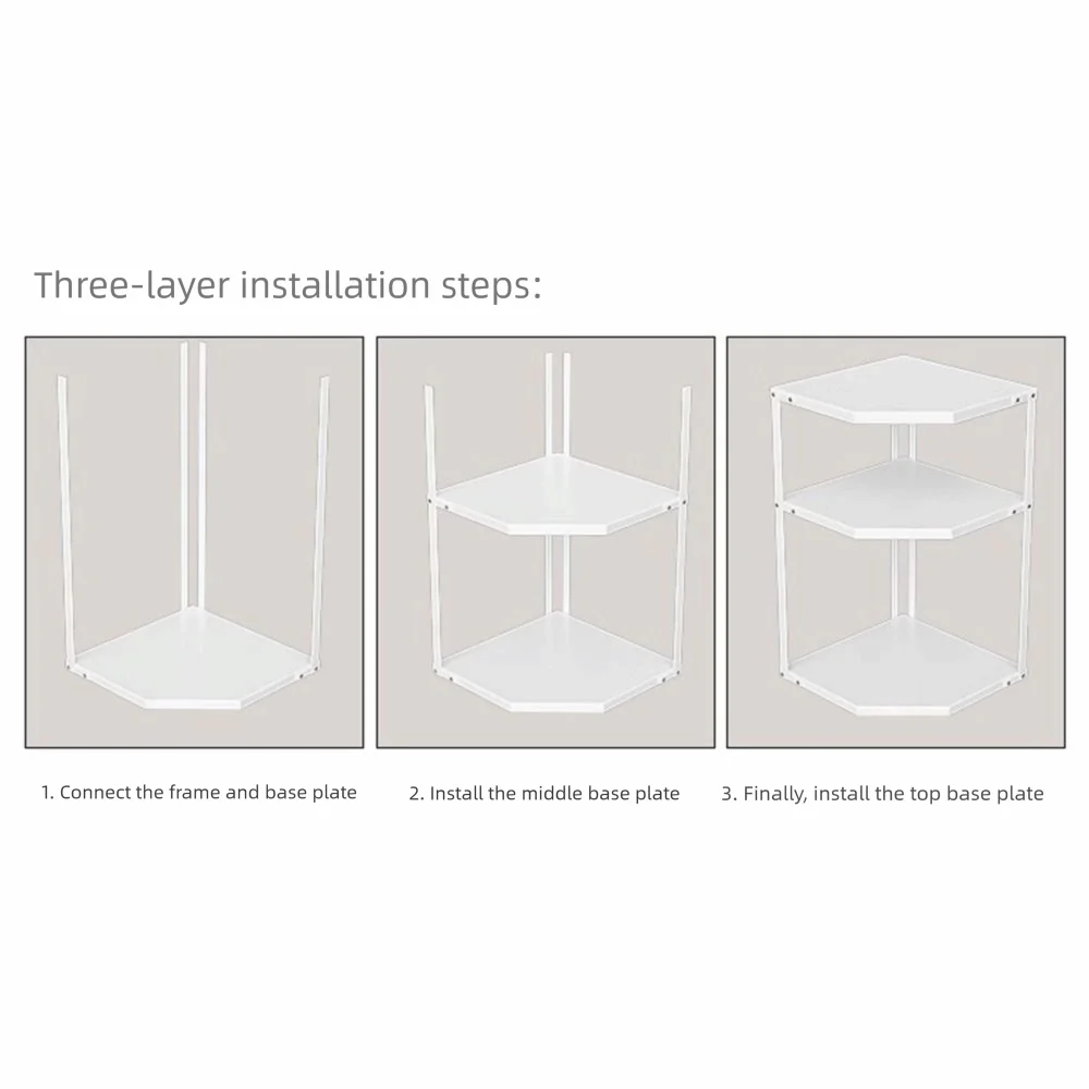 

2/3 Tier Corner Pot Storage Rack Space Saving Fan-shaped Kitchen Cookware Stand Multi-functional Easy To Install