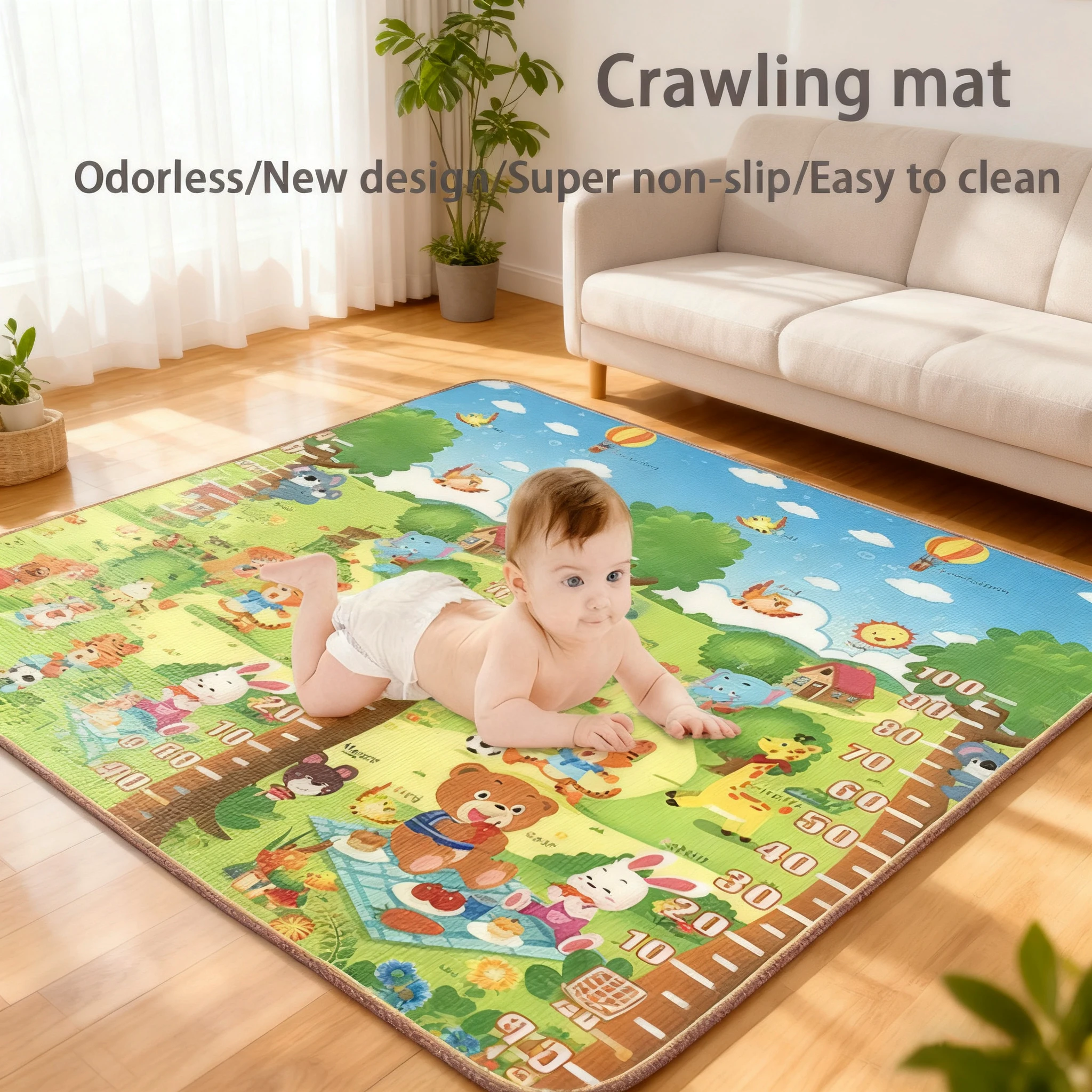 

Roll Up XPE Baby Play Mat, Double Sided Design Crawling Pad, Non-Toxic Waterproof Portable for Infants Kids Indoor Outdoor