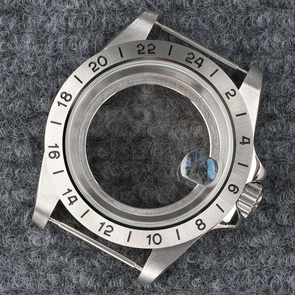 39mm FIT EXP 24 Hour GMT Steel Bezel Watch Case For NH35 NH36 NH38 NH34 Movement Sapphire glass Explorer 2 Case Watch Parts
