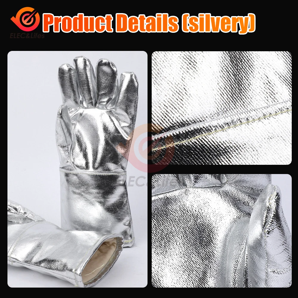 Aluminum Foil Heat Insulation Gloves Anti-scalding Glove Fireproof Industrial Grade Oven Heat-resistant Protective Safety Gloves