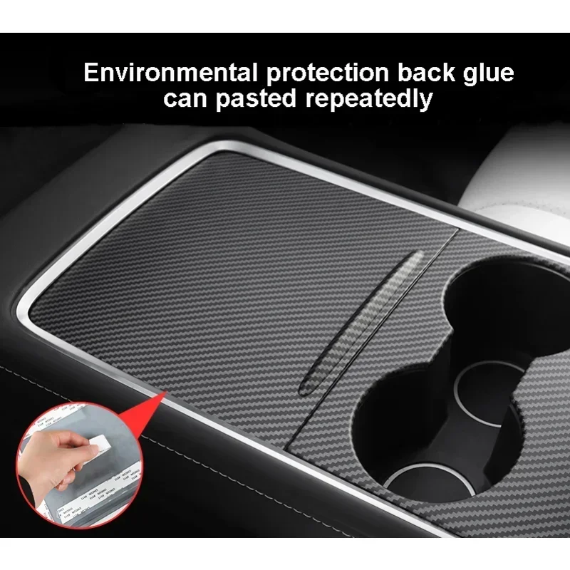 Voor Tesla Model 3 Y Middenconsole Patch Met Duwhendel Middenconsole Paneel Abs Cover Fit Met Originele Auto Beschermende Inrichting