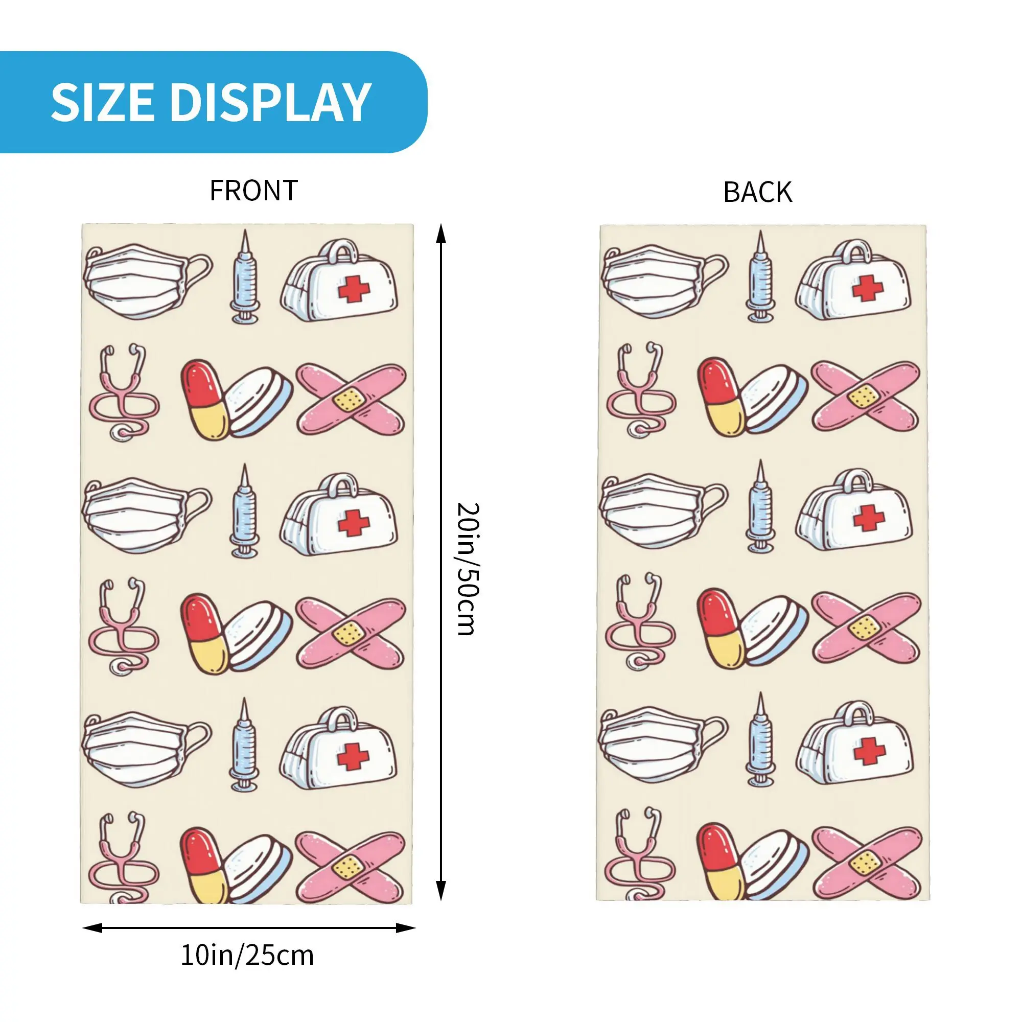 ไอคอน Handrawn พร้อมธีมโรงพยาบาลผ้าพันคอคอปกพิมพ์ผ้าพันคอ Multi-use Headwear เดินป่าตกปลาสําหรับผู้ชายผู้หญิงผู้ใหญ่