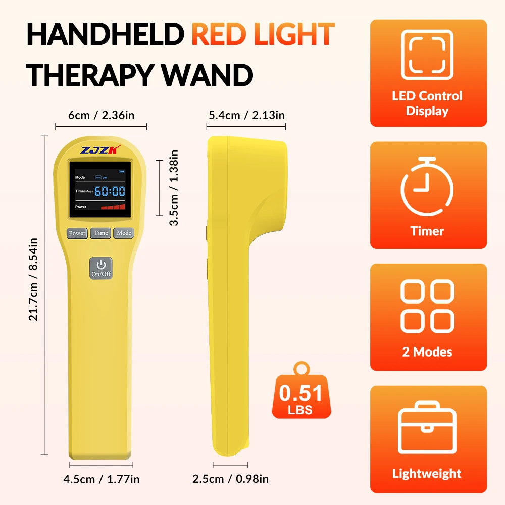 ZJZK Dispositivo de terapia láser para dolor corporal e inflamación, 808nm, terapia láser de bajo nivel para artritis, alivio del dolor de rodilla, codo de tenis