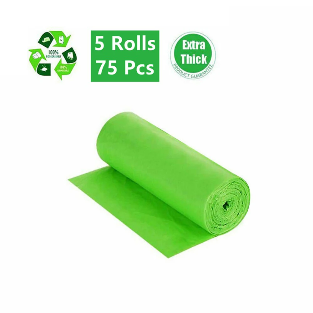 5 Rolls Portable Biodegradable Bags Outdoor Camping Festival Toilet Clean Composting Waste Bags Camper Vans Practical Clean Tool