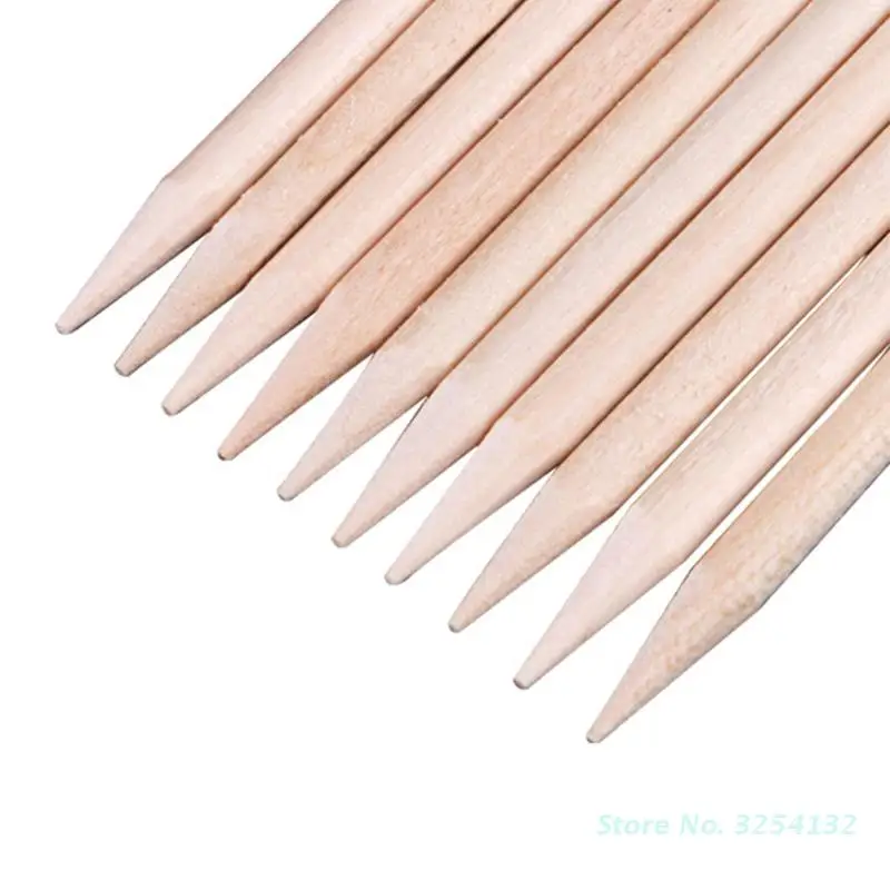 100pcs Nail Cuticle Pusher Orange Wood Sticks Nail Manicures Remover Wooden Design Nail Gel Polish Drawing Stick for Nail Art