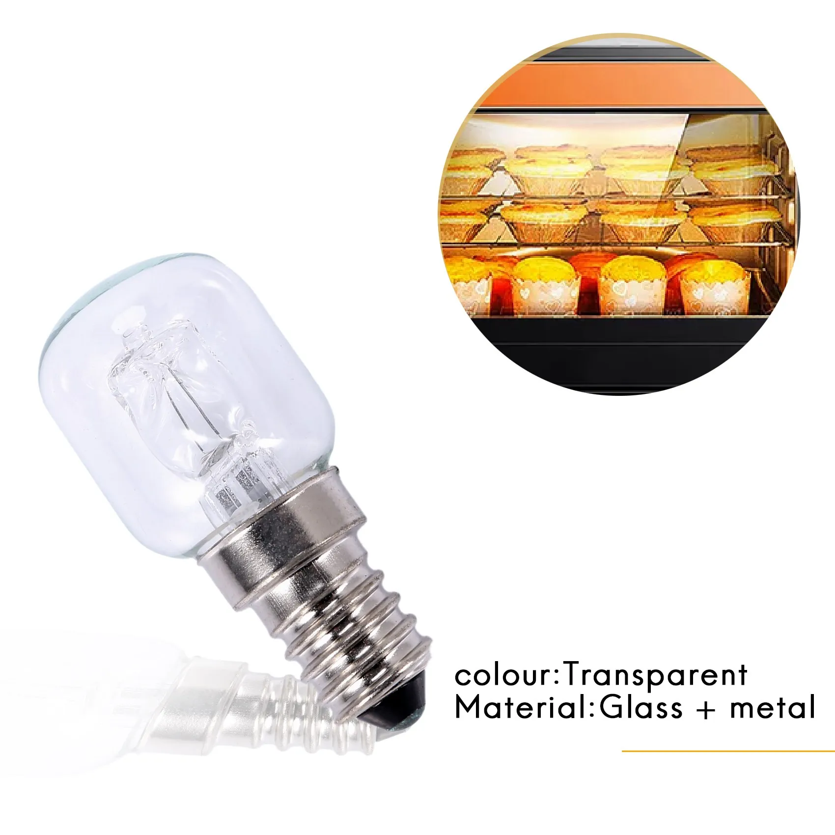 E14 High Temperature Bulb 500 Degrees 25W Halogen Bubble Oven Bulb E14 250V 25W Quartz Bulb