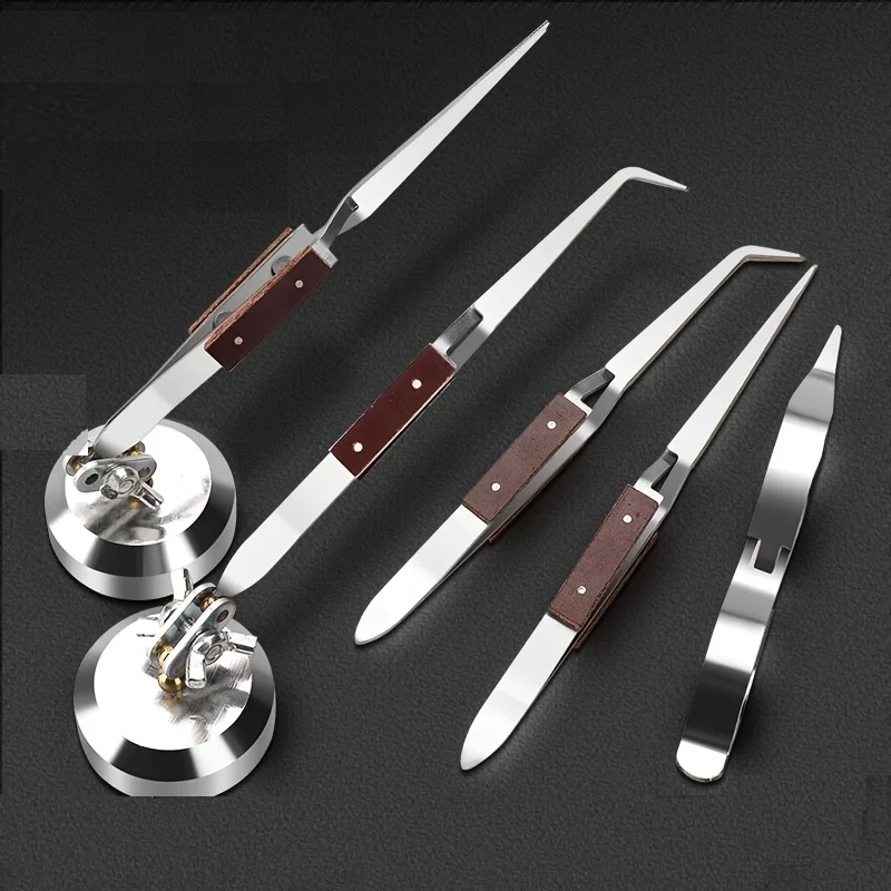 Jewelry Soldering Tweezers Straight Curved Tip Selflock Welding Tweezer Cross Locking Jewelry Making Tool Equipment for Jeweler