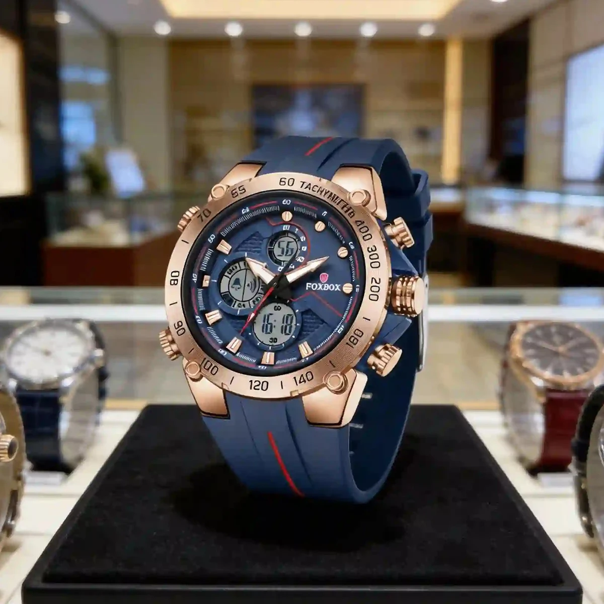 FOXBOX Fashion Electron Watch number Display Screen Date Luminous Men's Quartz Watch Timepiece relógio de homem reloj