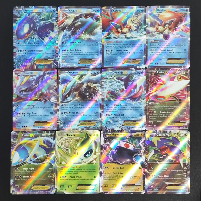 100PCS/Box DIY PTCG English Ho-Oh Charizard Delphox Kyogre Keldeo Kyurem Greninja Latias Celebi EX Hobby Collection Card Toy - Image 3