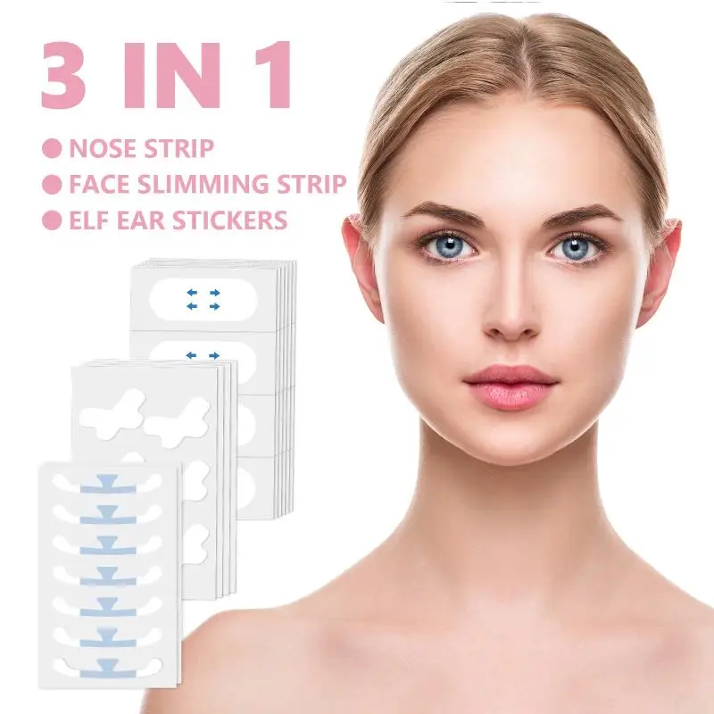 62pcs V Shape Face Lift Up Adhesive Tape Transparent Shaper Facelift Stickers Near Tapes Invisible Elf Stretchable Nose