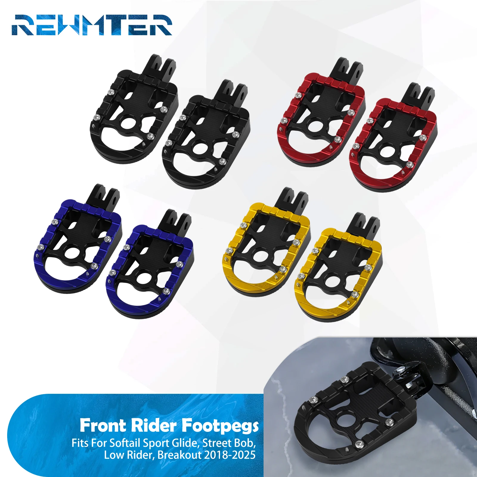 

Motorcycle Foot Peg Front Driver Footpegs Pedal For Harley Softail 2018-Up FLSB Street Bob Low Rider FXLR Breakout FXBR RH1250S