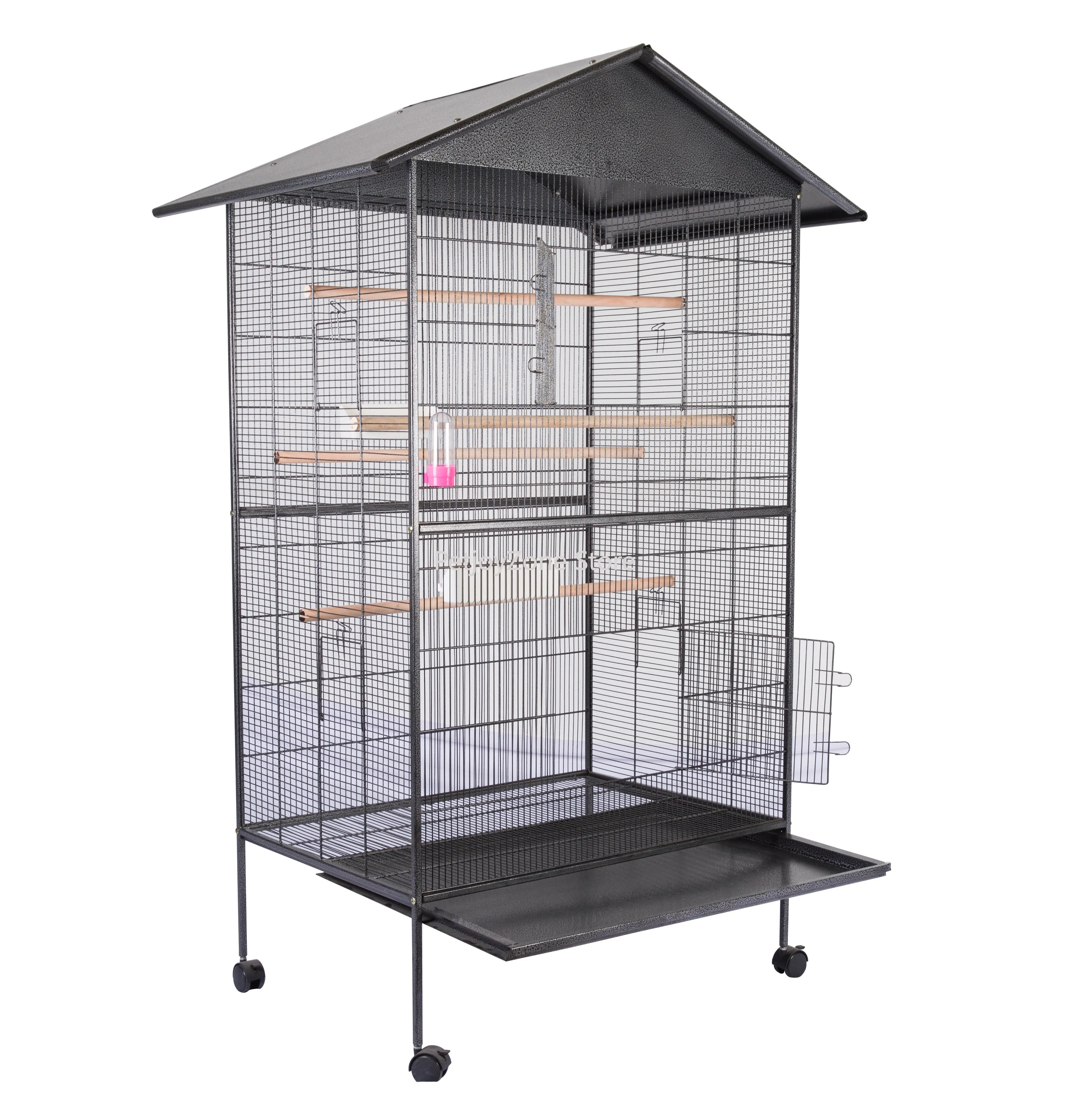 

Supermarket Best Seller Large Solid Iron African Grey Parrot Bird Cage Breeding Pet House With Wheels Box