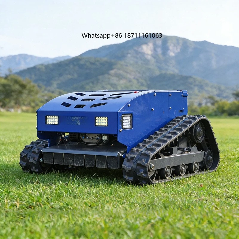 Smart Remote Control Tracked Lawn Mower for Steep Slopes Grass Cutter Tackles Rough Terrain zero Effort. Ideal for Orchard