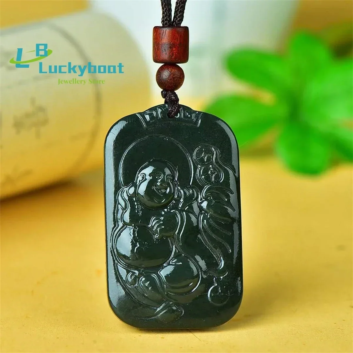 Natural Hetian Qingyu Buddha Maitreya Pendant Simple and Generous Personalized Fashion Versatile for Men and Women