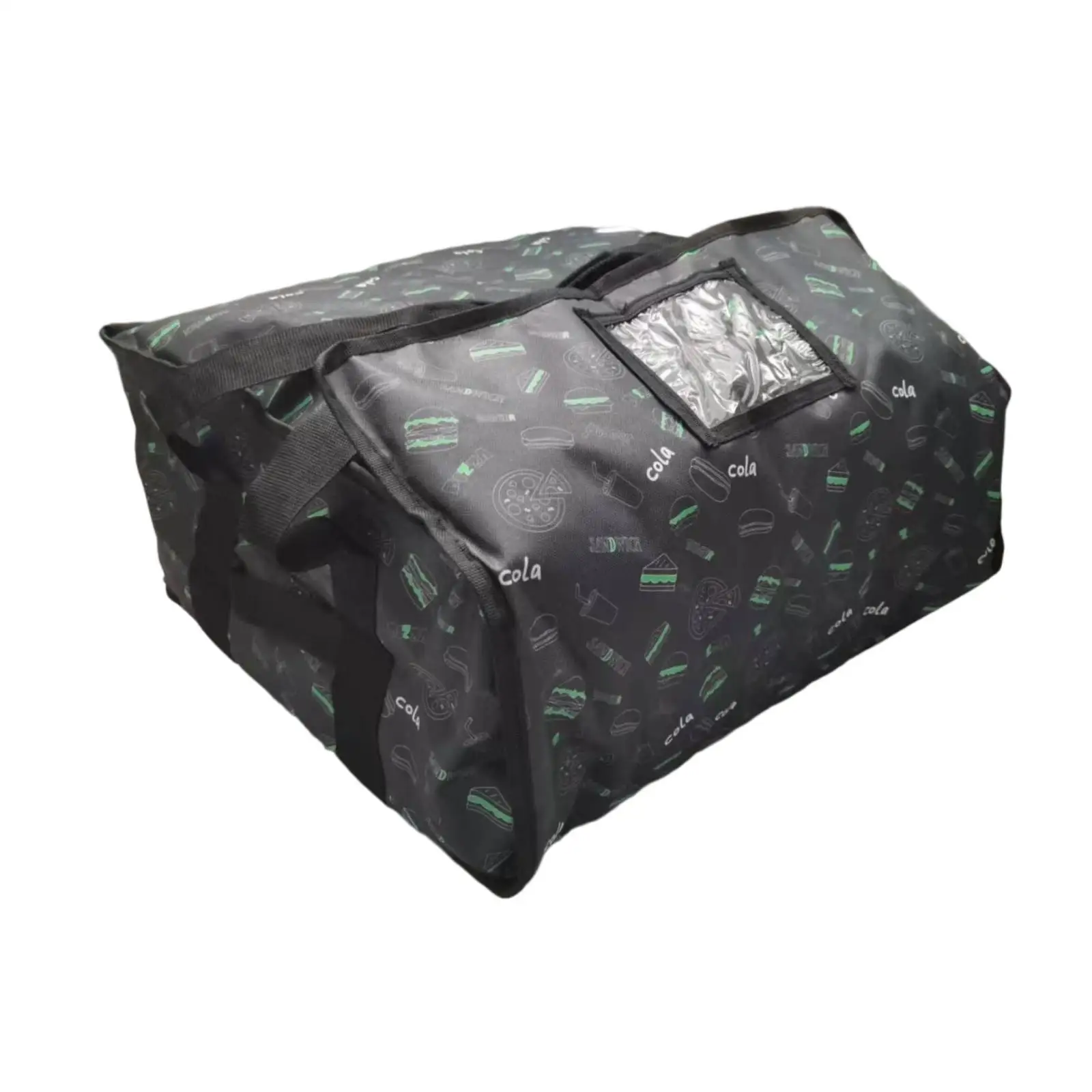 

Сумка для доставки пиццы с термоизоляцией, большая вместимость, термосумка с прозрачным окном для этикетки, прочная, для выноса еды, пикников, поездок на автомобиле