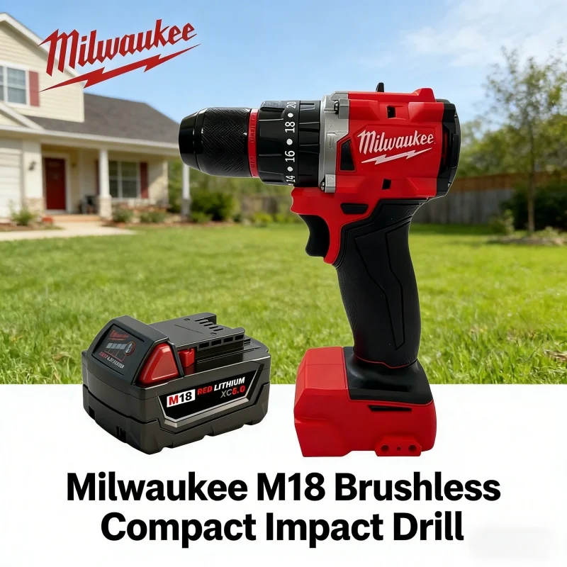 

Original Milwaukee M18 Rechargeable 6Ah Lithium Battery, Brushless Compact Hammer drill Powerful motor, Metal wood Drilling.