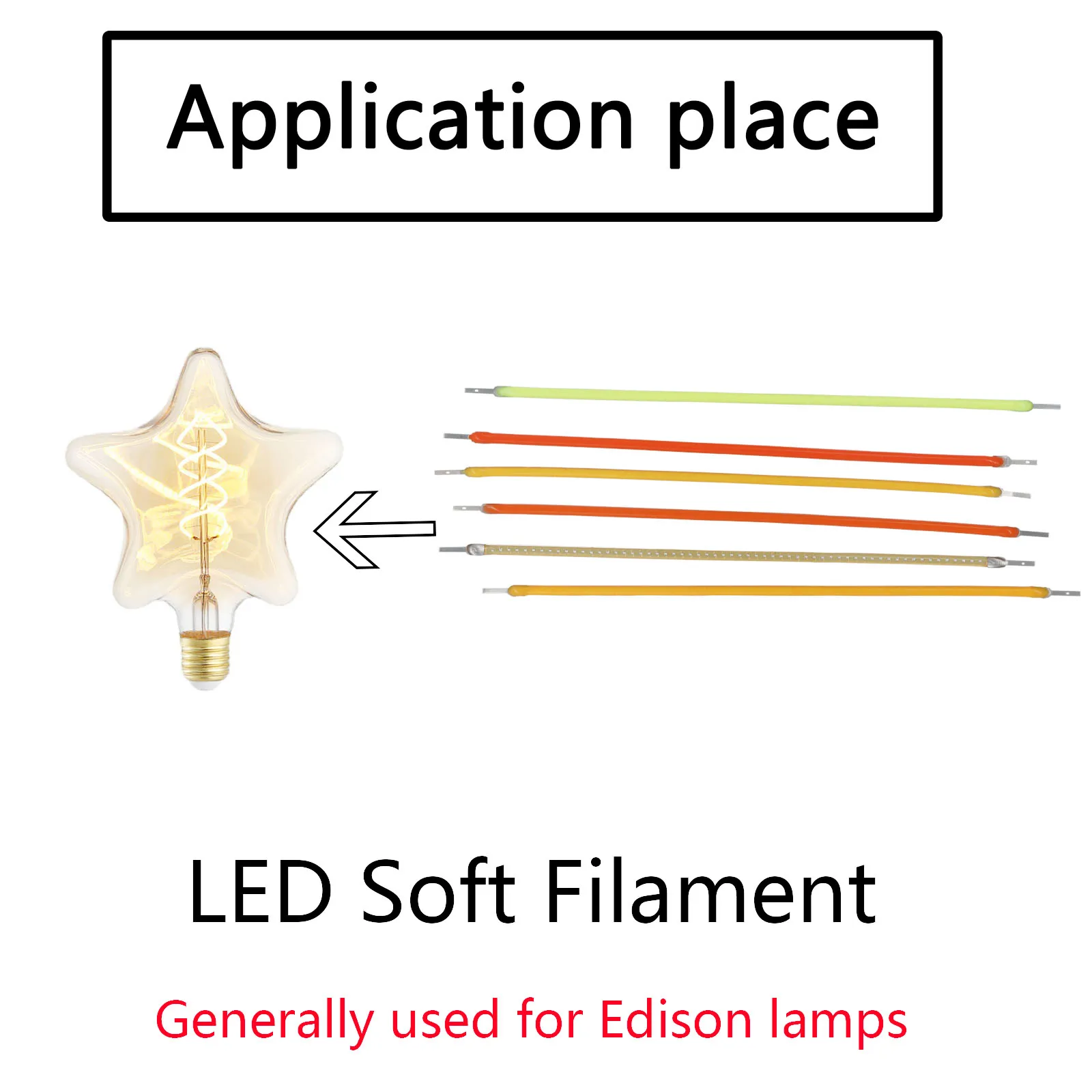 DC3V 95mm Retro żarówka edisona LED miękkie Filament 2200K/2700K/zielony/niebieski/czerwony/różowy części lampy żarówka akcesoria diody