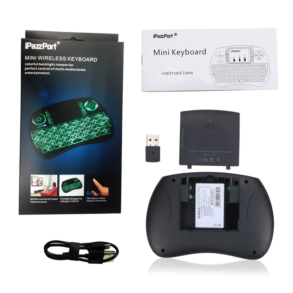 iPazzPort (aktualizacja) Mini klawiatura Bluetooth z touchpadem, ręczne podświetlenie dla Google/AndroidTVBox/FireStick/Laptop/PC KP-21SM