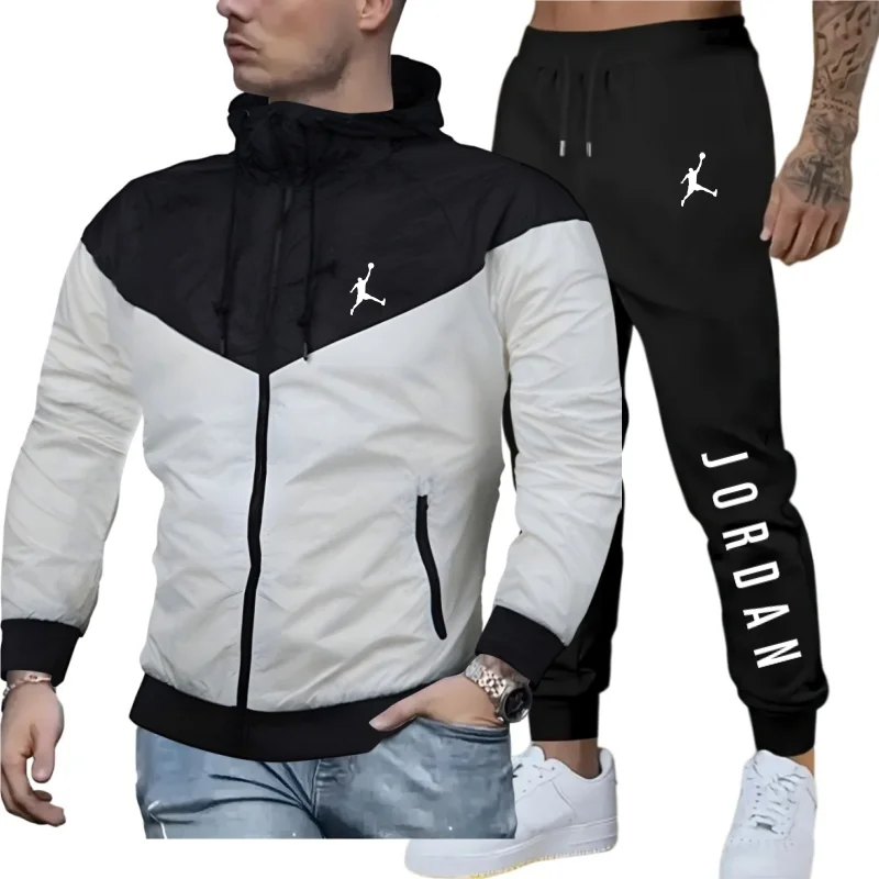 Men's Athletic Jacket Sets 2024 Windproof Sportswear Set Jacket And Pants Gym Suit Active co ord set Casual Tracksuit Set Men's