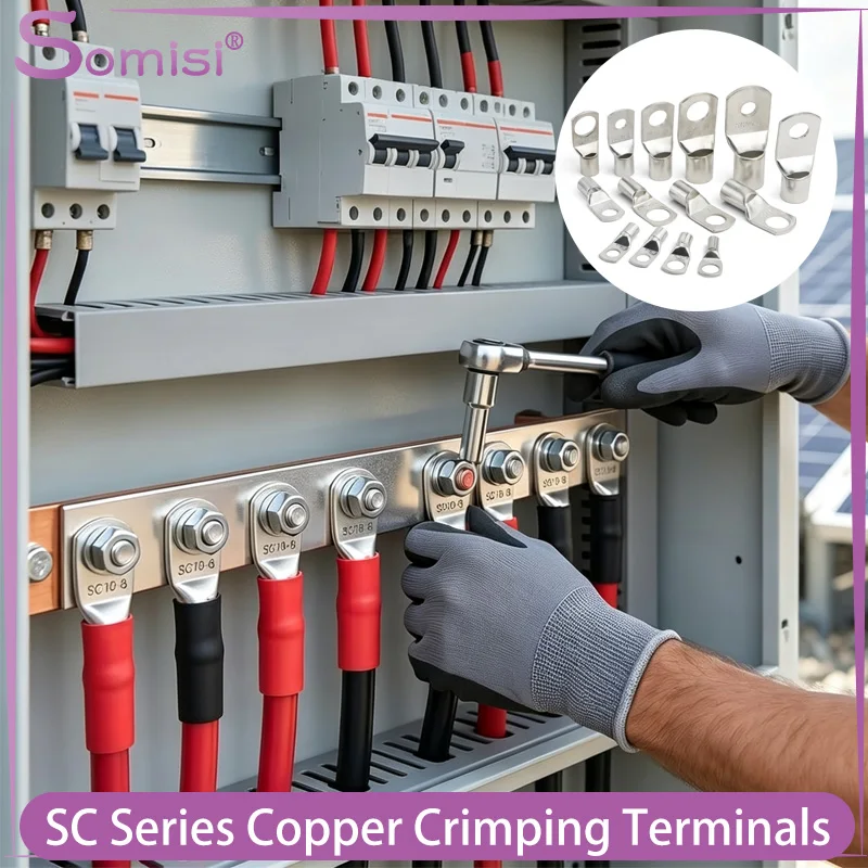 SC Series Copper Nose Terminals SC6/10/16/25/35/50/70/95 Battery Block Lugs Crimping Wire Connector Hole 6/8/10/12mm 5/10/50Pcs