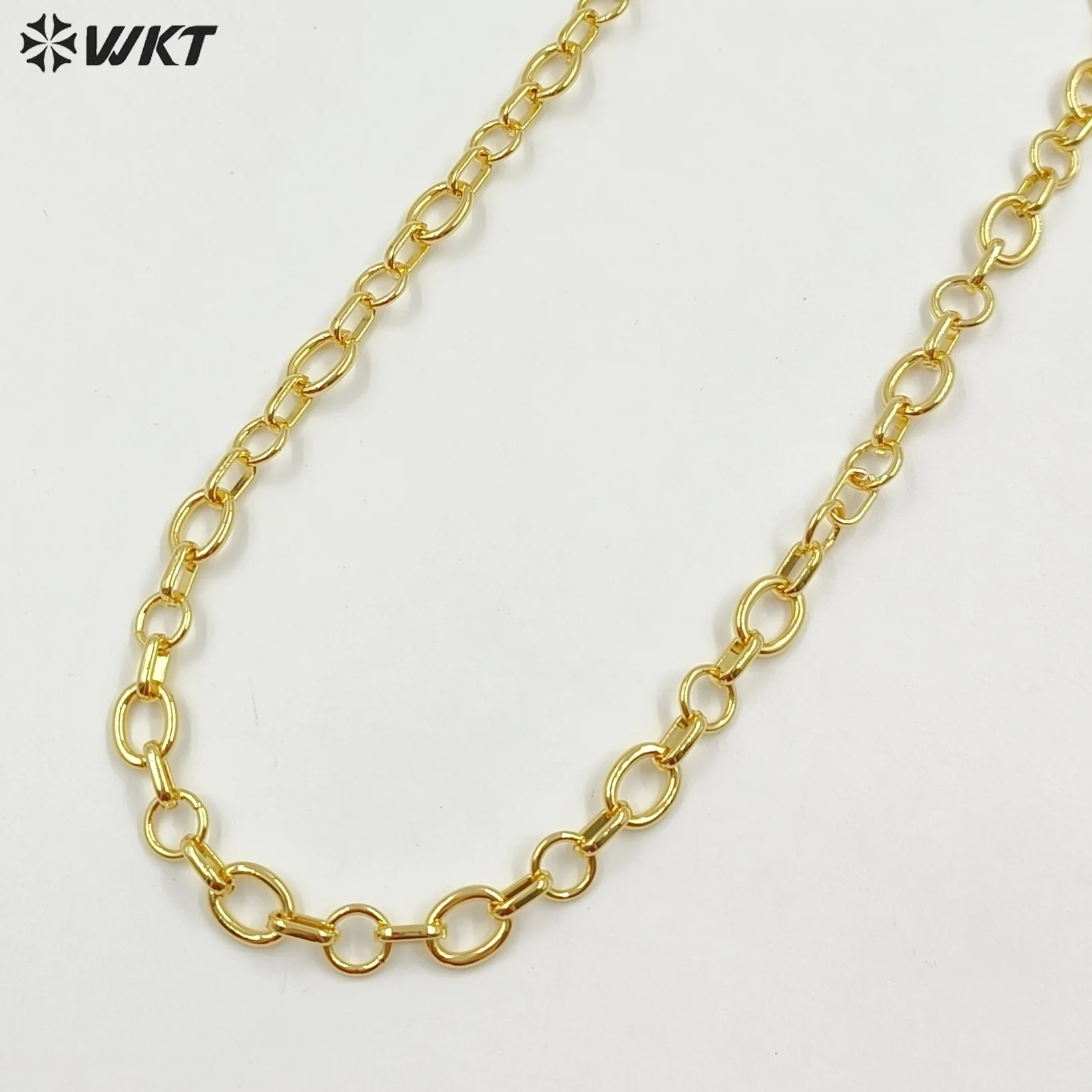 

WT-BC266 Popular Trendy Gold Electroplated Yellow Brass Round Thick Metal Chain For Simple Necklace Bracelet DIY Design