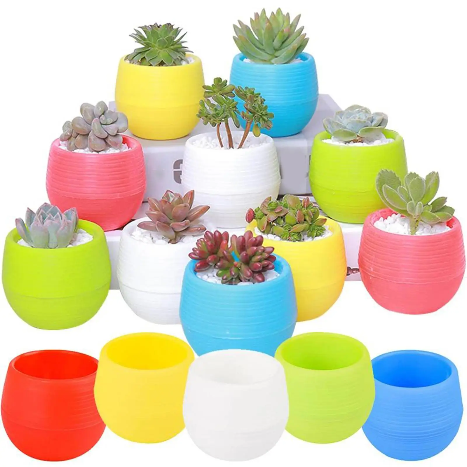 12Pcs Small Flower Pots Simple Multifunctional Flowerpots Containers Plant Pots for Patio Indoor Plants Office Home Decoration