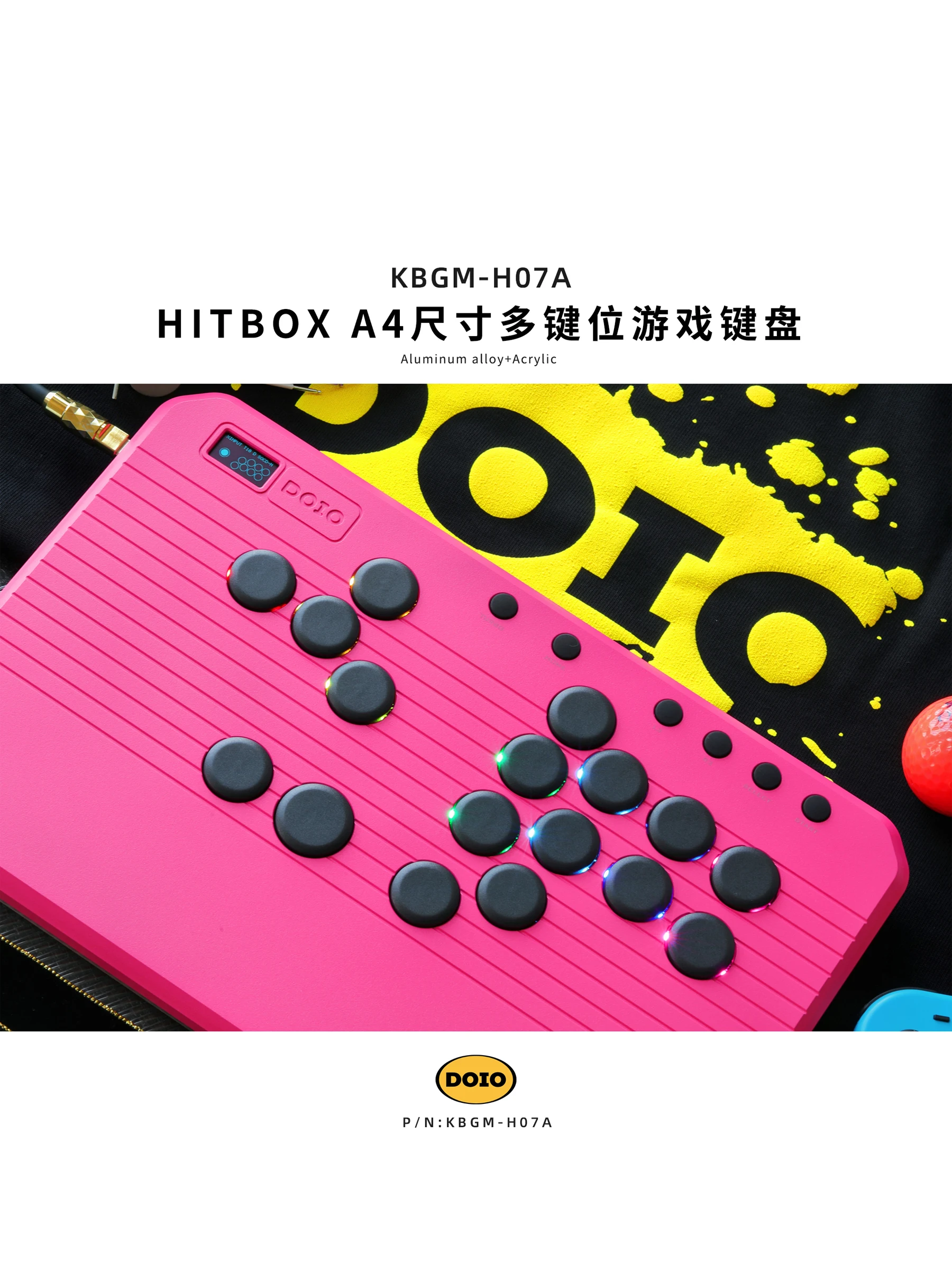 Imagem -02 - Doio Hitbox-liga de Alumínio Teclado Mecânico Multi-teclas Gaming Keyboard Pbt Tipo-c Oled Personalizado para Ps5 Switch Kbgm-h07a