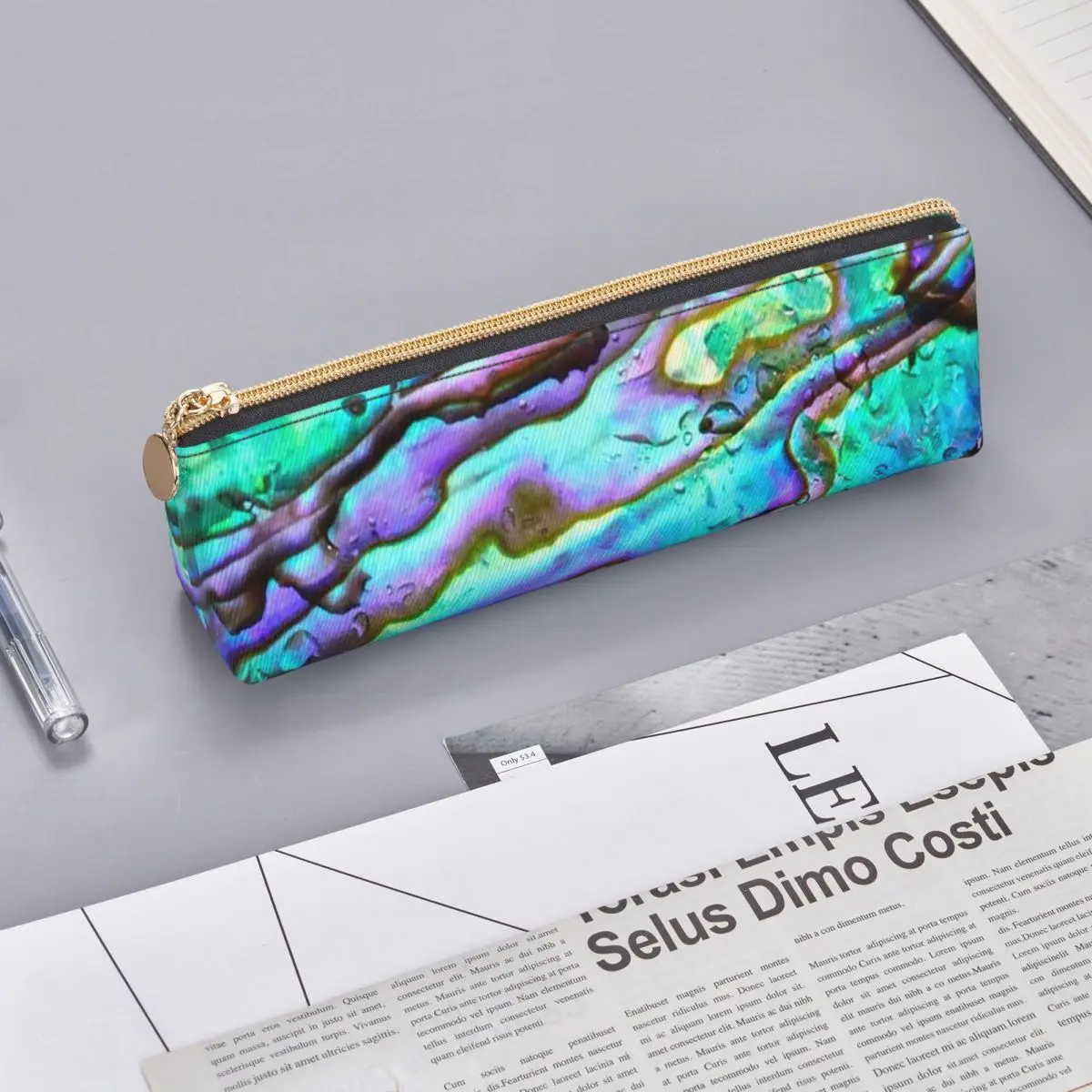 Abalone Shell Pattern Up Close Pencil Case Pen Holder Storage Stationery Supplies Pen Box Pencil Bag for Kids School