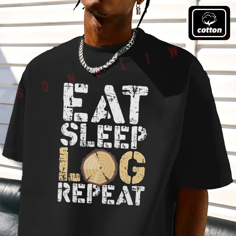

Lumberjack Woodcutter Design Moto T-Shirt Men's Black Cotton TShirt New Summer Casual O-neck Short Sleeve Tees