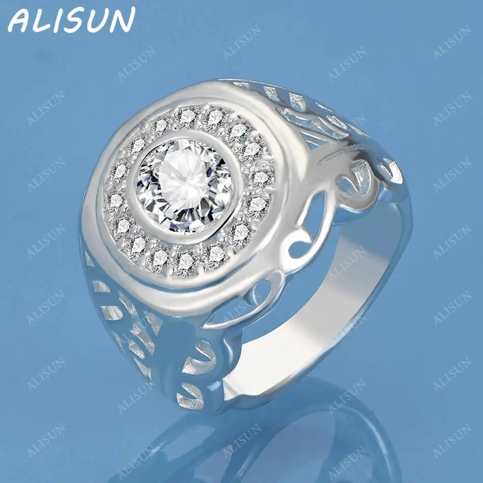

ALISUN 925 Sterling Silver Zircon Wide Version Ring For Women Men Fashion Jewelry Charm Grace Wedding Engagement Accessories
