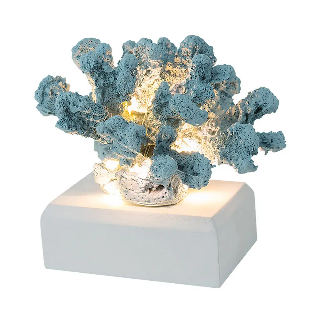 

Coral Ornament Resin Simulated Mediterranean Decor Luminous Indoor Desktop Scene Layout Home Office Restaurant Shop Decoration