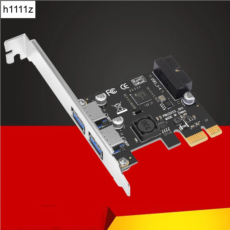 Adaptateur USB 3.0 PCI Express 6 000 cartes PCI e vers 2 ports USB 3 + en-tête 19 broches, puce NEC pour PC