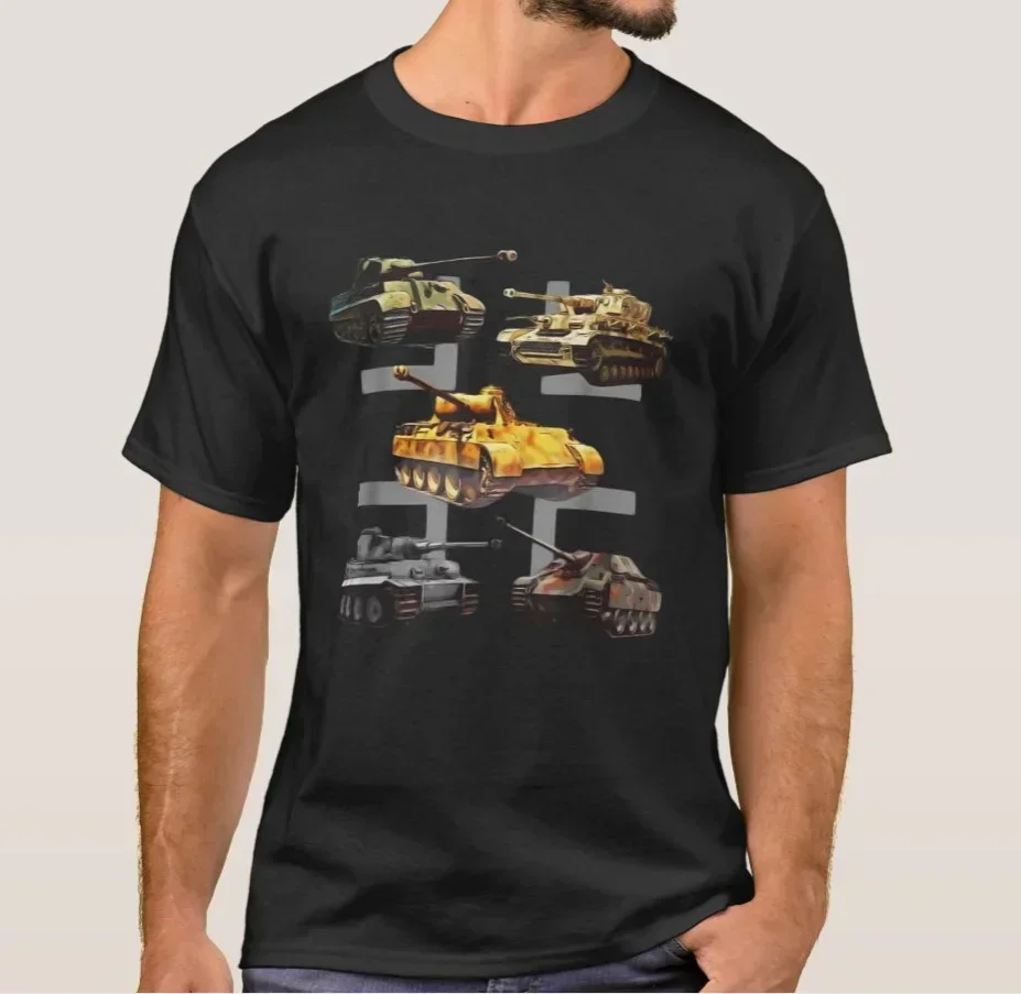 

WWII German Panzer Panther Jagdpanther Tiger 1 Tiger 2 Tanks T-Shirt 100% Cotton O-Neck Summer Short Sleeve Casual Mens T-shirt
