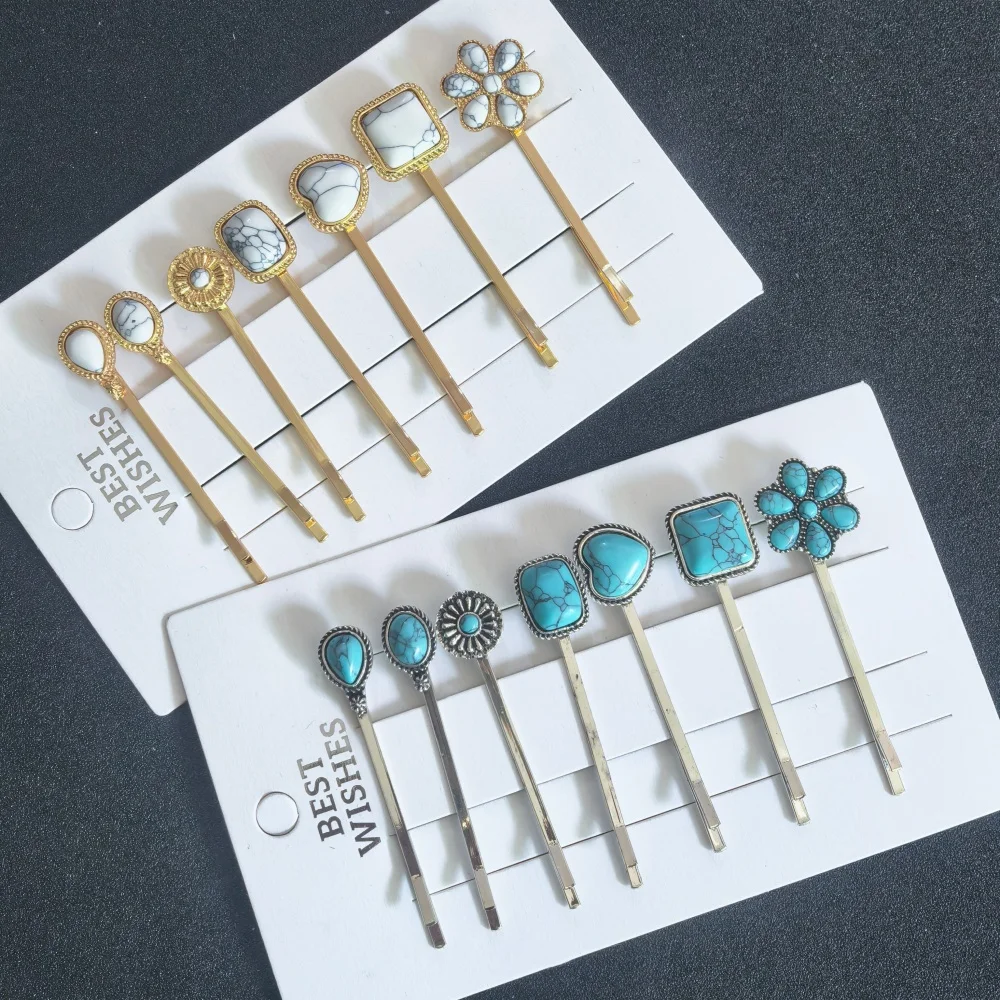 

7pcs/set Bohemian Side Hair Clip Pins For Women Girls High Vintage Ethnic Hair Barrettes Female Hairgrips Hair Accessories