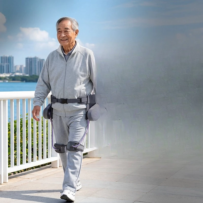 Exoskeleton-assisted walking device for the elderly to climb mountains, lift legs up and down, save effort, and assist lower