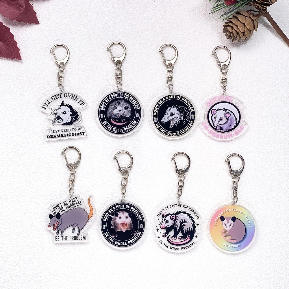 11 Stück Opossum Didelphidae Zitate Schlüsselanhänger Zubehör Acryl Niedliche Charms Anhänger für Tasche Lustiger Schlüsselhalter Rucksack Dekoration – Detail 3