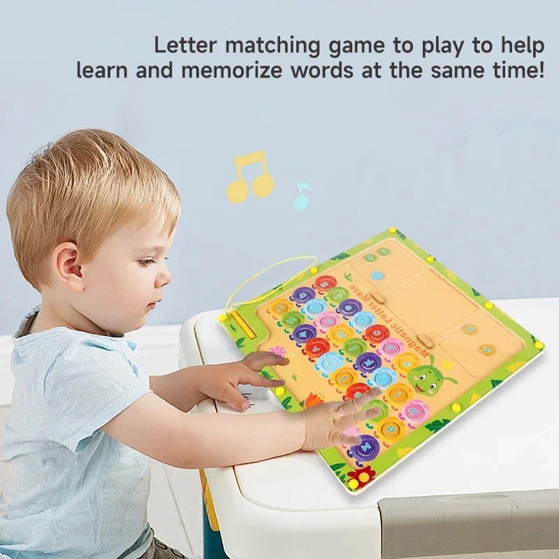 Montessori Giocattoli per bambini 2-in-1 Numero magnetico Lettera Accoppiamento Labirinto Apprendimento Giocattoli educativi Bambini Tavolo da disegno in legno Giocattoli Regali