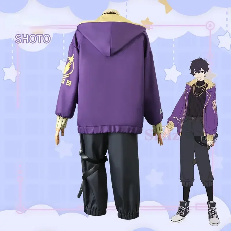Shoto Shxtou Cosplay Anime VTuber Costume Cosplay uomo Fancy Party Suit parrucca scarpe giacca viola Halloween Carnival Uniform