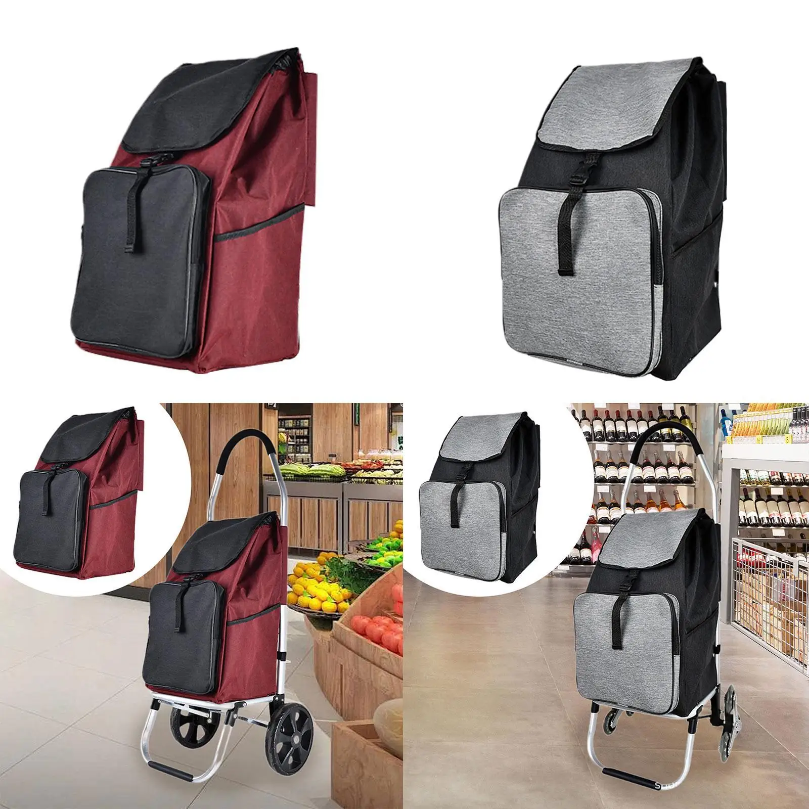 حقيبة عربة قابلة للطي أكسفورد النسيج المحمولة خفيفة الوزن الملحقات قابلة لإعادة الاستخدام لتسلق الدرج عربة المرافق استبدال 51x33x22cm