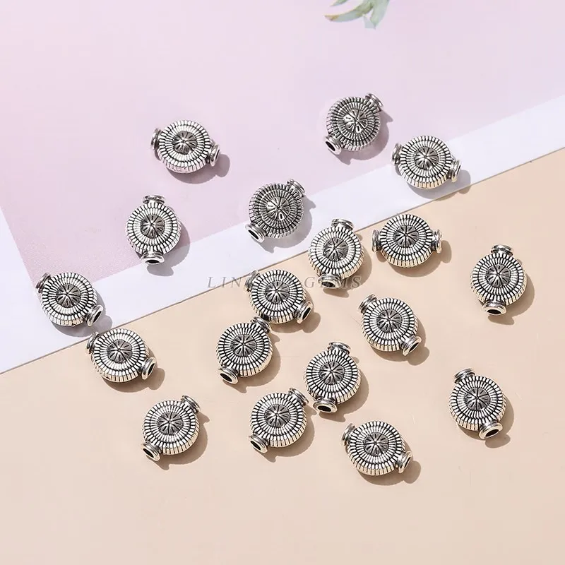 50 Pcs/lot  Alloy Tibetan Silver Plum Bead Ring Link Buckle Small Spacer Bead For Jewelry Making Diy Bracelet Necklace Accessory