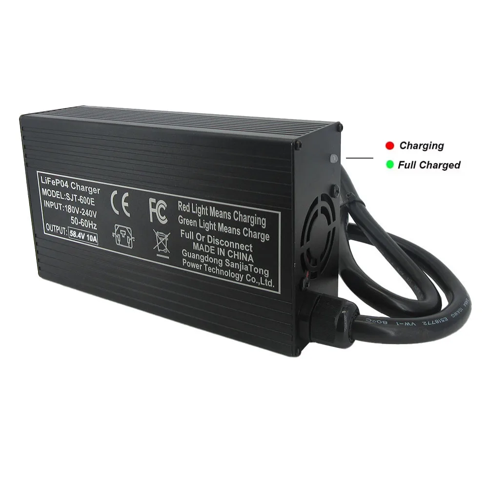 58.4V 10A LiFePO4 Battery Fast Charger For 48V 16S Iron Phosphate Golf Cart Energy Storage Smart Chargers Copper Nose XT90 C13