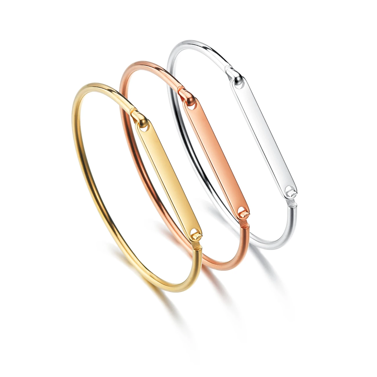 Stainless Steel Trendy Bangles Bracelets Hand Chain for Women Blank Bar Couple Cuff Bangle Birthday Christmas Jewelry Gifts