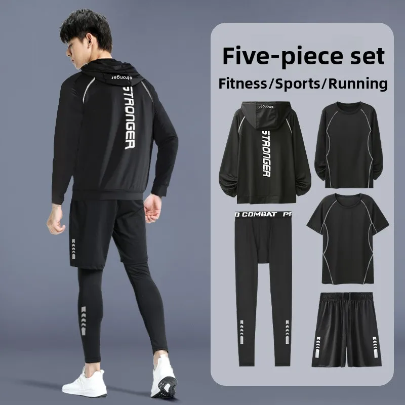 

Мужской спортивный тренировочный костюм для бега, быстросохнущая высокоэластичная дышащая одежда, осень 2024, с длинными рукавами