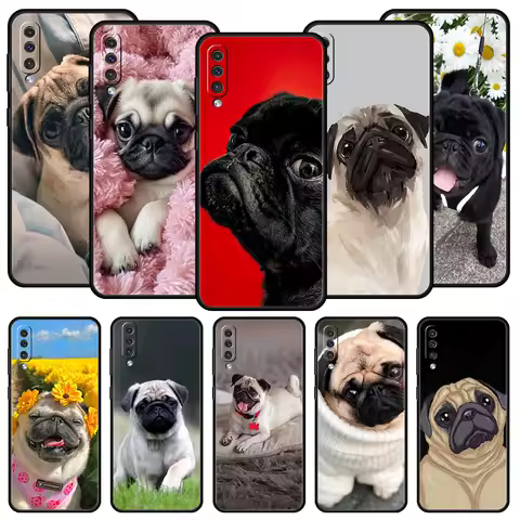 Cute Pug Dog Phone Case For Samsung A54 A52 A24 A14 A50 A70 A10 A30 A40 A20S A20E A06 A02S A12 A22 A34 A42 A32 5G A04s A16 Cover