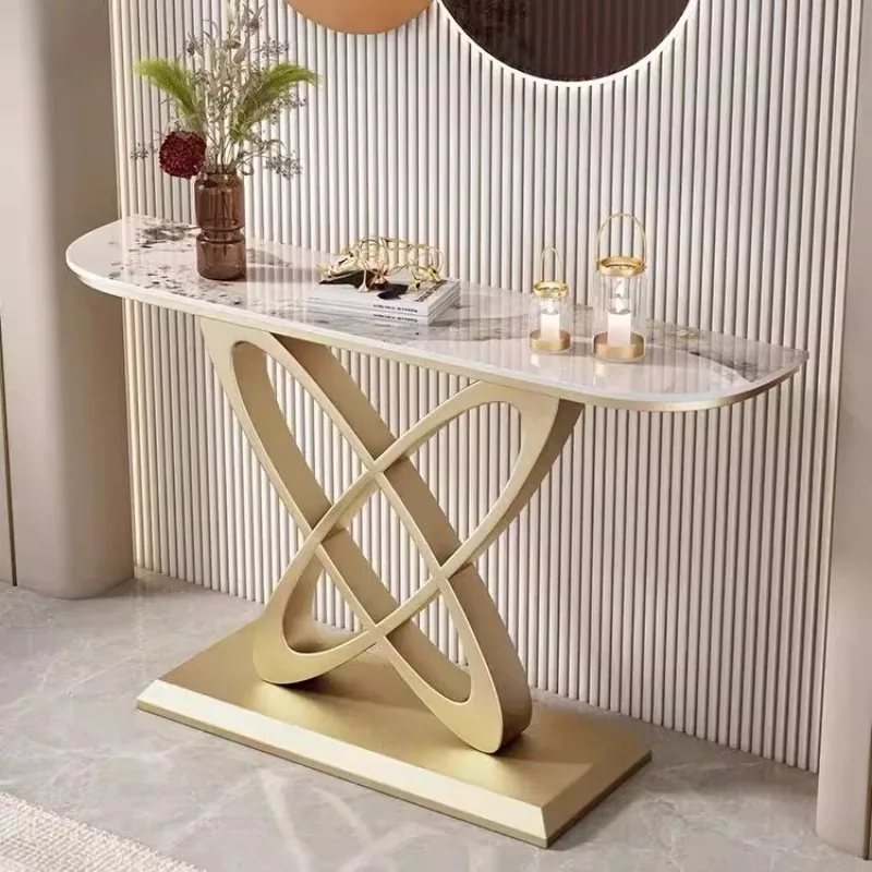 طاولة مدخل بلاطة صخرية فاخرة خفيفة إيطالية، طاولة تخزين على الحائط، شريط طويل، منصة مدخل راقية
