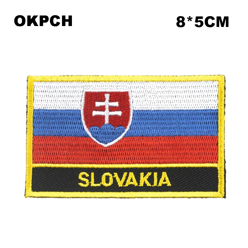 Slovakia Flag Embroidery Patches Iron on Saw on Transfer patches Sewing Applications for Clothes in Home&Garden