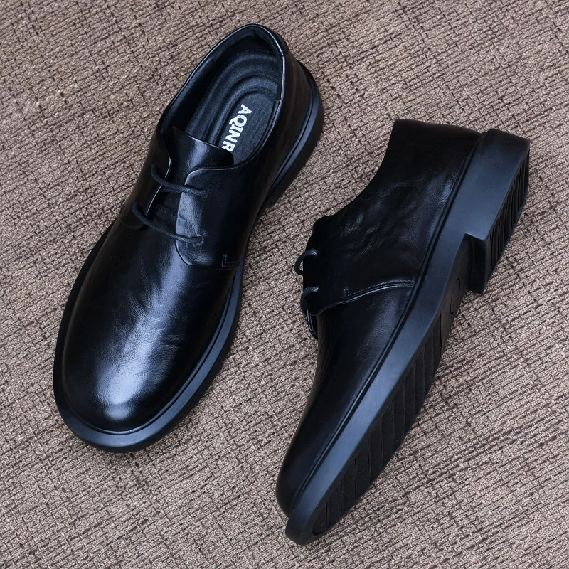 Men's leather shoes 2026 new casual breathable retro flat casual business shoes small leather shoes men's shoes
