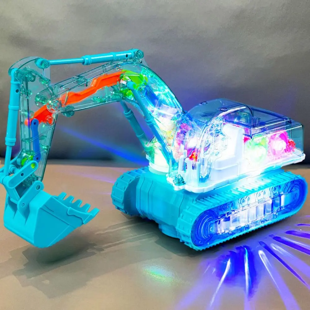 

LED Transparent Gear Car Electric Light Music Mechanical Gear Excavator Engineering Vehicle Realistic Light Up Excavator